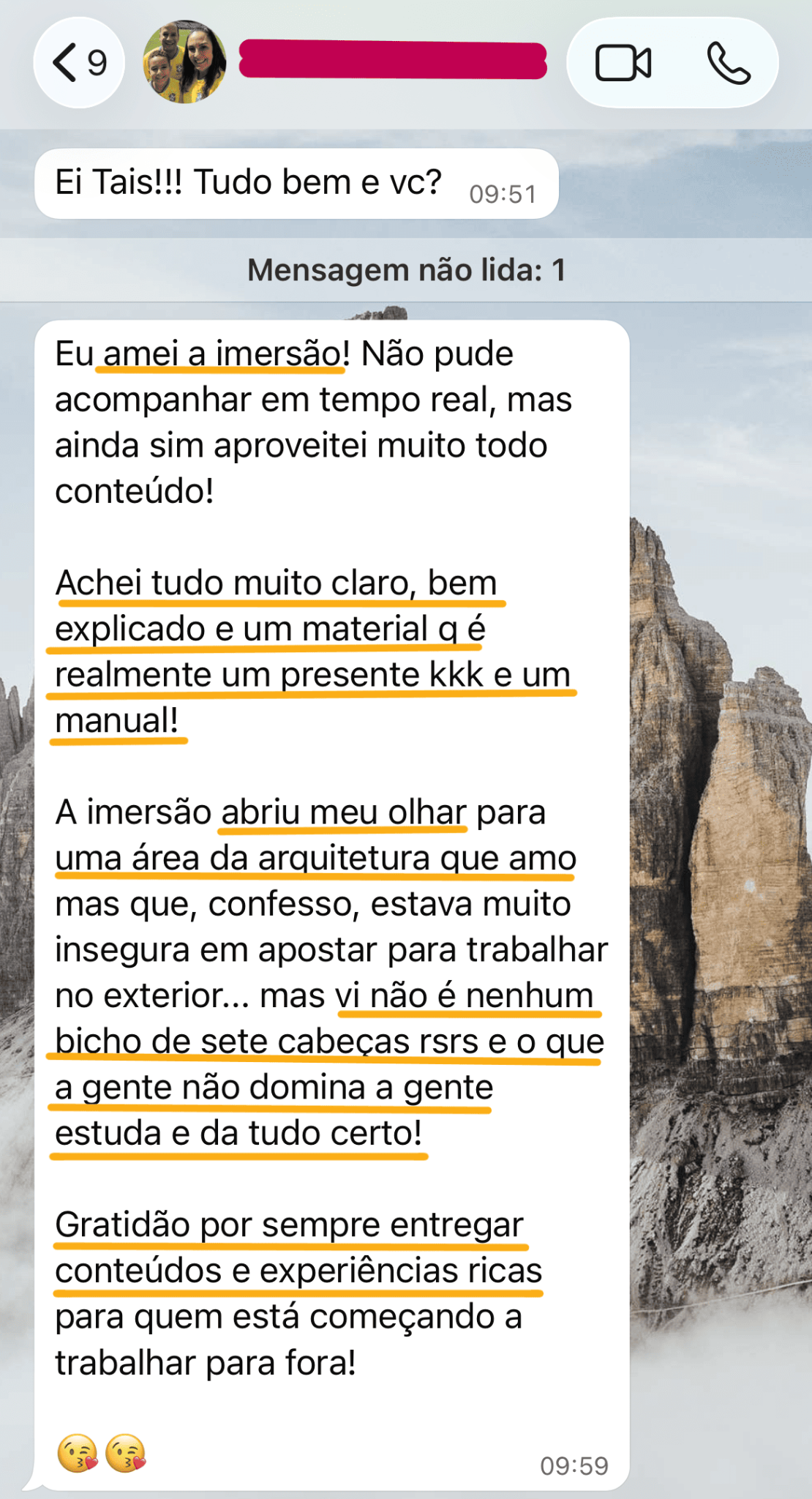 Depoimento de participante da Imersão